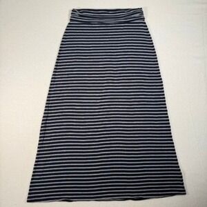 Iconic J. CREW Maxi Skirt Navy Blue and‎ Gray Comfy Knit Women's Medium Stretch